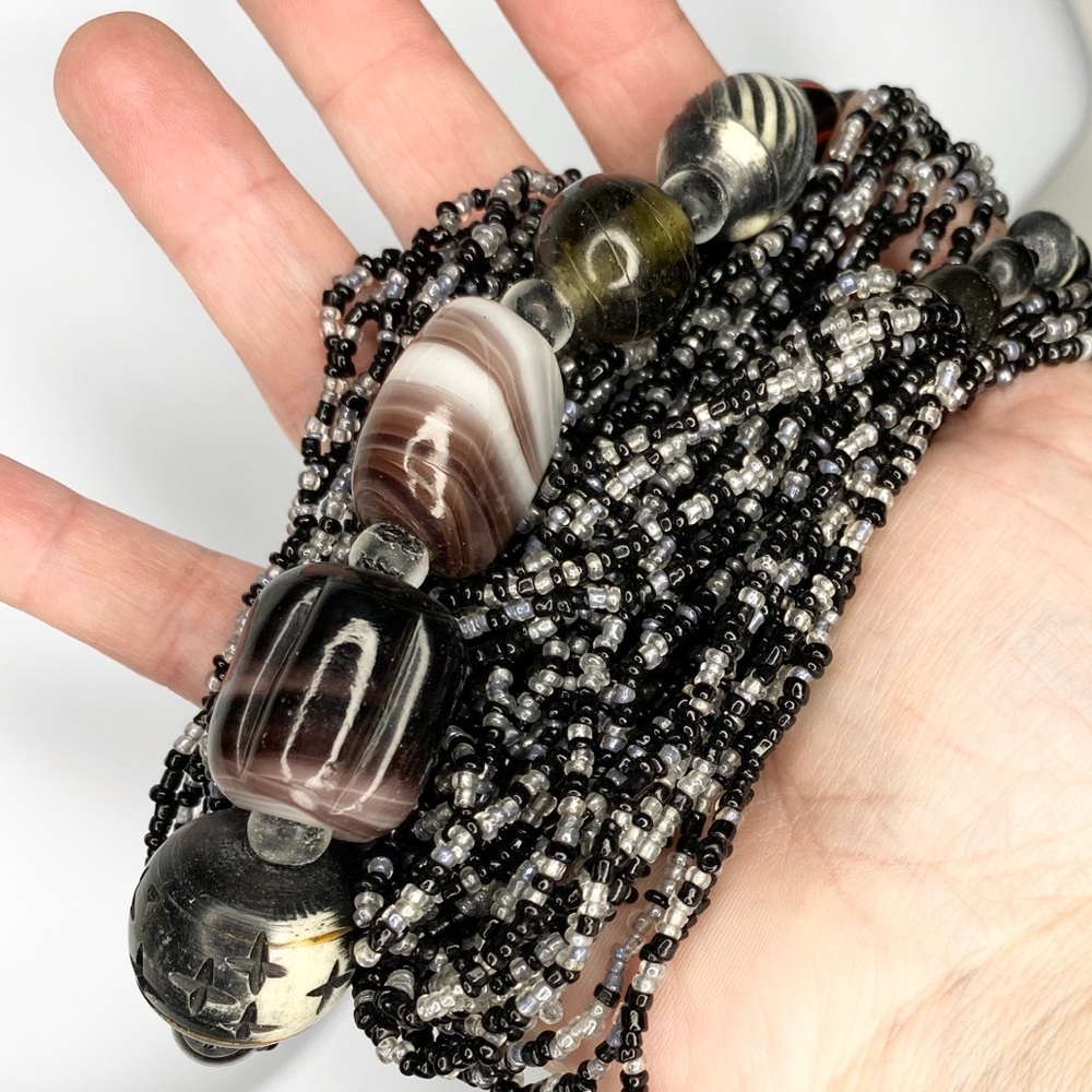 Boho Seed Bead Multi Stranded Statement Necklace - Picture 3 of 8